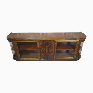 Large Walnut Art Deco Hanging Display Cabinet, 1930s