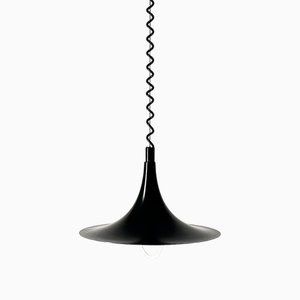 Minimalist Adjustable Height Black Ceiling Lamp by Horn Belysning, Denmark, 1970s