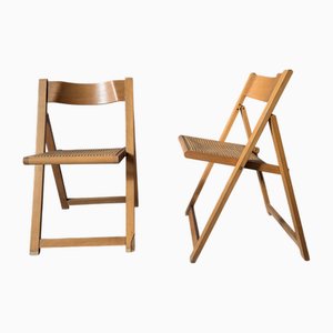 Set of Folding Chairs with Cannage Seating, Italy, 1960s