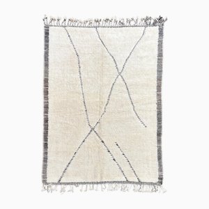 Moroccan Beni Ouarain Rug in Handwoven Wool with Minimalist Design, 1990s