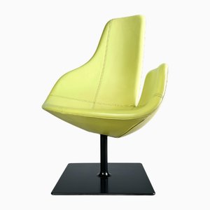 Moroso Leather Armchair in Green from Patricia Urquiola