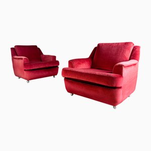 Set de Fauteuils Mid-Century Rouge, 1960s