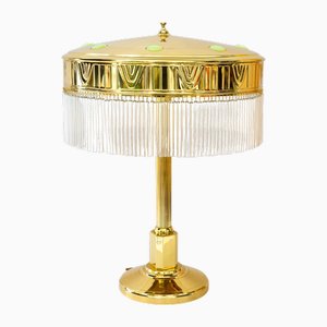 Grande Lampe de Bureau Art Déco avec Verre Opalin et Bâtons de Verre, Vienne, 1920s