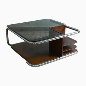 Mobile bar da salotto con ripiani laterali e ruote invisibili, anni '70