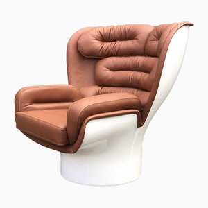 Cognacfarbener & weißer Elda Chair von Joe Colombo für Longhi, 2010er