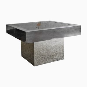 Quadratischer Couchtisch aus Metall mit Hintergrundbeleuchtung, 1970er