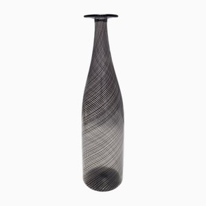 Vaso Mezza Filigrana in vetro di Murano nero attribuito a Dino Martens per Aureliano Toso, anni '50