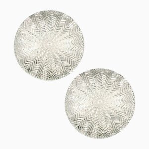 Plafonniers Géométriques en Verre Transparent de Limburg, Allemagne, 1970s, Set de 2