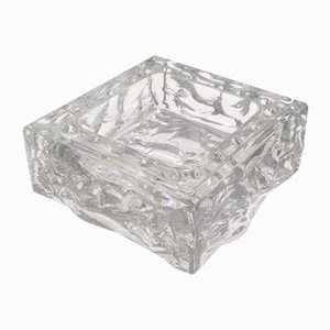 Quadratischer Vintage Aschenbecher aus Geformtem dickem Glas, Italien, 1960er