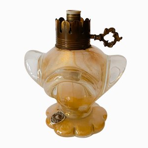 Lampada da tavolo foglia oro in vetro di Murano di Mazzega