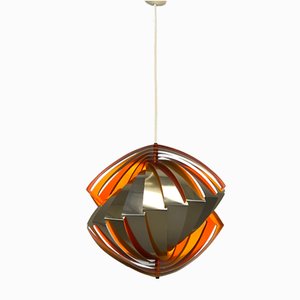 Golden Geometric Pendant Light by Louis Weisdorf for Lyfa, 1960s