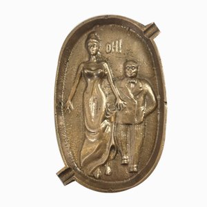 Cendrier Art Déco Recto-Verso en Bronze en Bronze, 1940s