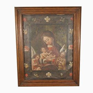 Artista escolar hispana, Virgen con el niño, finales de 1700, óleo sobre lienzo