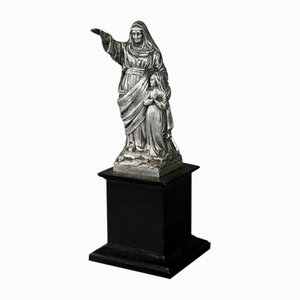 Late 19th Century Statuette Saint Anne and the Virgin in Silver-Plated Metal by Guillonneau, 1890s