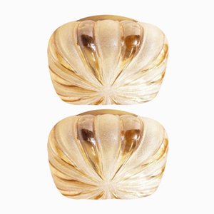 Plafonniers Mid-Century en Verre par Wila Leuchten, Allemagne, 1970s, Set de 2