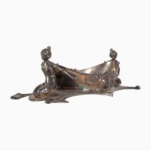 Jugendstil Tafelaufsatz aus Zinn mit Frauenfiguren