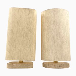 Hollywood Regency Travertine Table Lamp Bases, Italy, 1970s, Set of 2