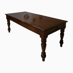 Large Antique Louis Philippe Style Dining Table in Walnut and Chestnut, Italy, 20th Century