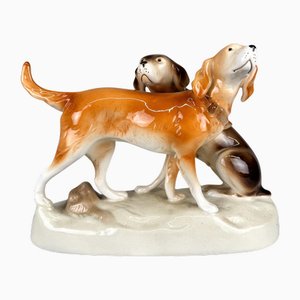 Hunting Dogs Figurine in Porcelain from Royal Dux, 1960s