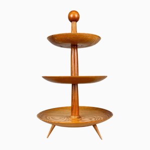 Mid-Century Modern Wooden Three-Tiered Serving Tray, 1970s
