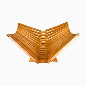 Mid-Century Foldable Wooden Fruit Basket, 1970s
