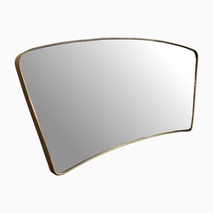 Miroir Mural Mid-Century avec Cadre en Laiton, Italie, 1950s