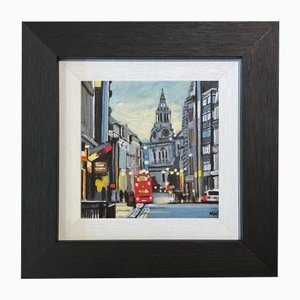 Angela Wakefield, Pintura en miniatura del reloj de la catedral de San Pablo en Londres de British City Artist, 2024