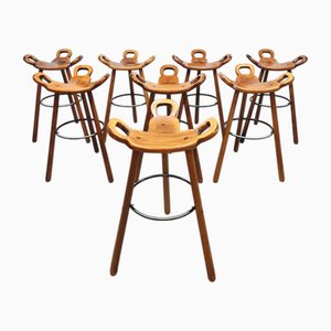Vintage Spanish Wooden Bar Stool, Marbella, 1960s