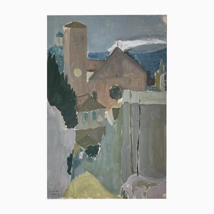 Francine Ledieu, Une Rue d'Assise, 1953, Guazzo su carta