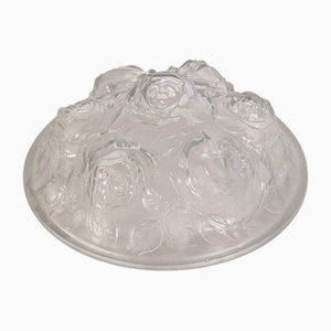 Moulded Glass Hanging Lamp with Floral Design, 1930s