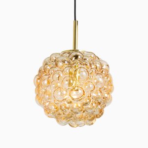 Large Amber Bubble Glass Pendant by Helena Tynell for Limburg, 1970s