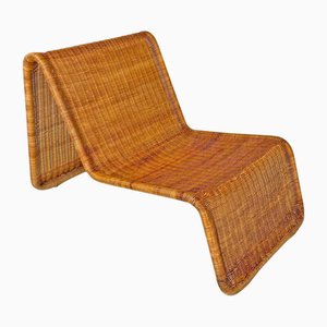 Italienischer Mid-Century Armlehnstuhl aus Rattan von Tito Agnoli für Bonacina, 1960er