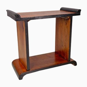 Tavolino da caffè Art Déco in legno con profili arrotondati dipinti di nero, Italia, anni '40