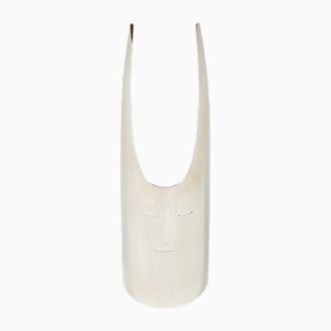 Sculpture Horned Mask Silvered Metal attributed to Gio Ponti for Sabattini, Italy, 1978