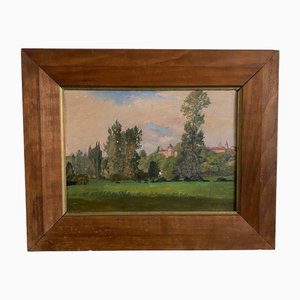 E. Stefanski, Un Château, 20e Siècle, Huile sur Carton