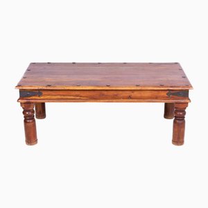 Table Basse Ethnique en Teck avec Fixations en Fer, Inde du Nord