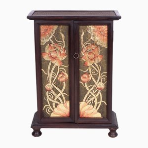 Meuble Thaïlandais en Bois d'Acacia avec Motifs Floraux Peints et Inserts en Rotin