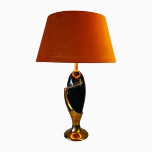 Lampada da tavolo vintage con paralume arancione