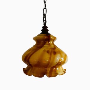 Vintage Pendant Ceiling Lamp with Scalloped Edge Lampshade