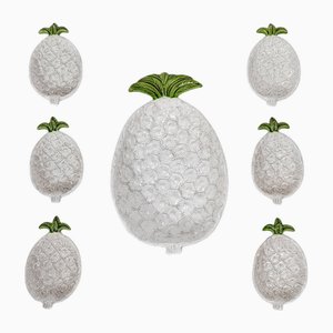 Vintage Italian Handcrafted Bowls Set in the Shape of Pineapple by Italica Ars, 1970s, Set of 7