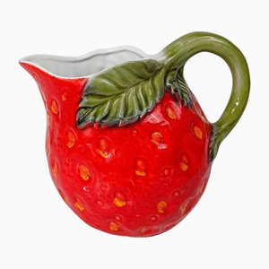Vintage Italian Majolica Jug in the Shape of a Strawberry in the style of Italica Ars, 1970s