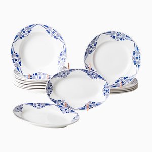Plates and Serving Dishes by Moulin Des Loups, 1950s, Set of 16