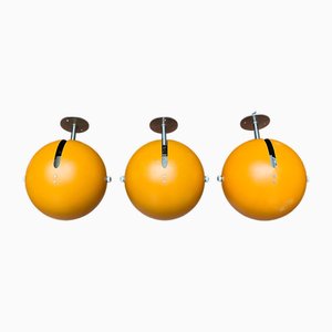 Appliques Murales Mid-Century Space Age Ball Jaune de Louis Poulsen, Danemark, 1960s, Set de 3