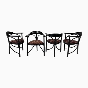 Schwarz lackierte Vintage Esszimmerstühle von Thonet, 1980er, 4er Set
