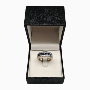 Anillo vintage de zafiro con diamantes, 1970