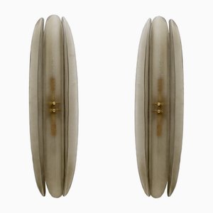 Moderne Mid-Century Wandleuchten aus Muranoglas in Rauchglas von Fontana Arte, 2er Set