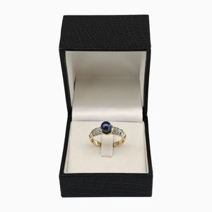 Vintage Pearl Gold Ring with Diamonds, 1970s