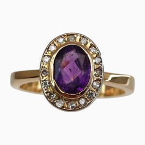 Vintage Gold Ring with Ruby and Diamonds, 1996