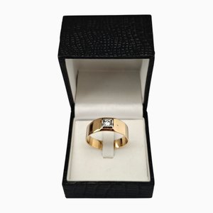 Anillo vintage de oro con diamante, años 80