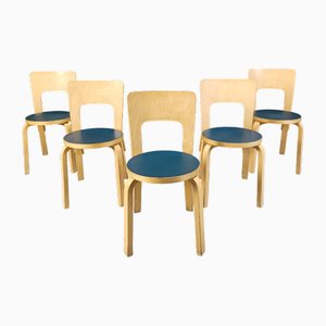 Sillas de comedor modelo 66 de Alvar Aalto para Artek, años 60. Juego de 5